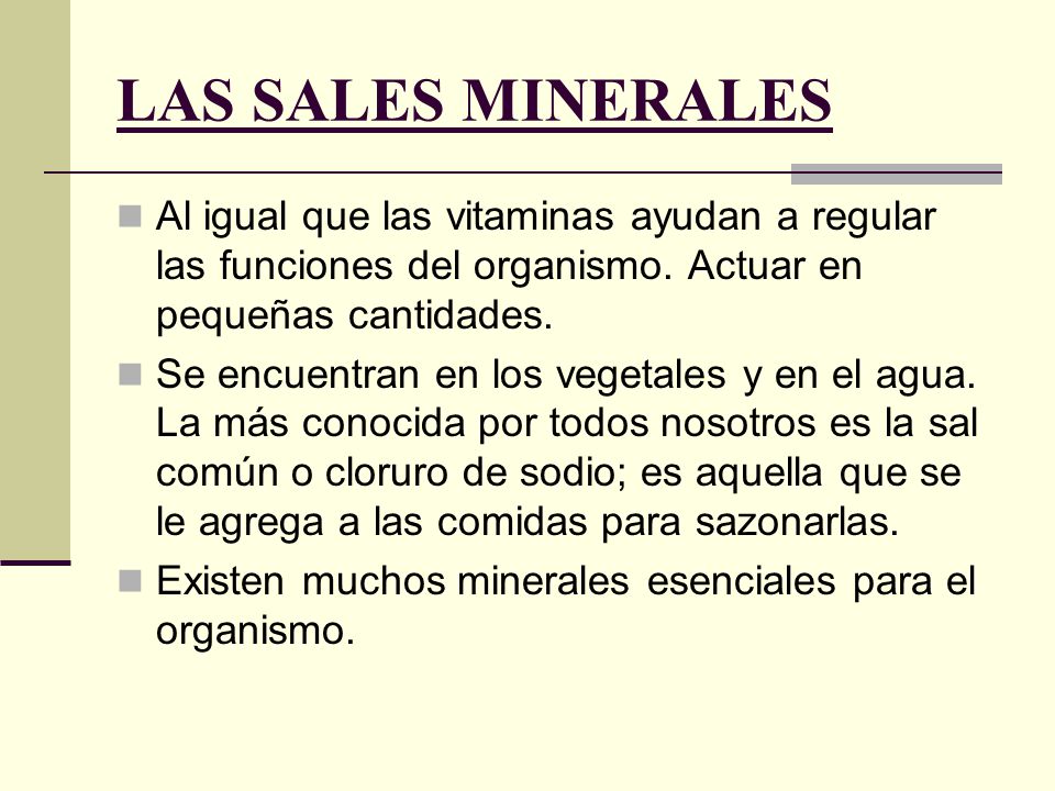 Que funcion cumplen las vitaminas y sales minerales